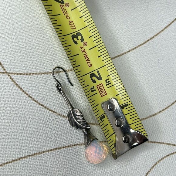 925 leaf drop earrings with moonstone - Picture 3 of 3